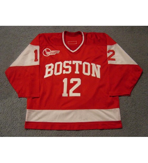 Custom NCAA 2002-03 Boston University Terriers BU 12 Brad Zancanaro Hockey Jersey Road Red